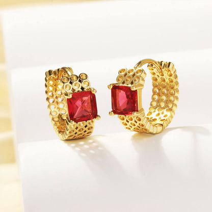 Gold Plating Shaped Square Diamond Earrings