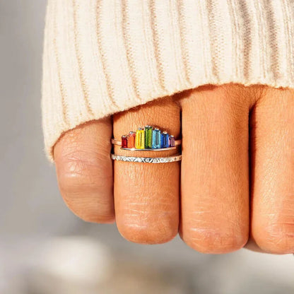 Trendy Rainbow Colourful Zircon Ring