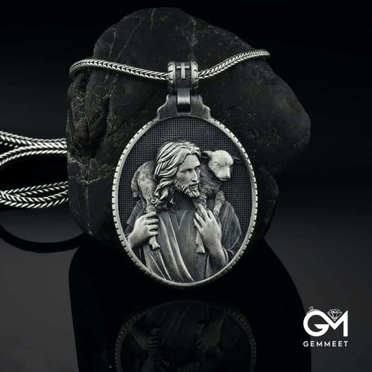 Men's Jesus And Sheep Christ Necklace