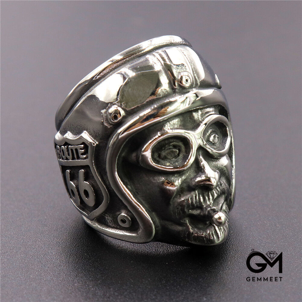 Stainless Steel Smoke Motorcycle Helmet Shape Ring