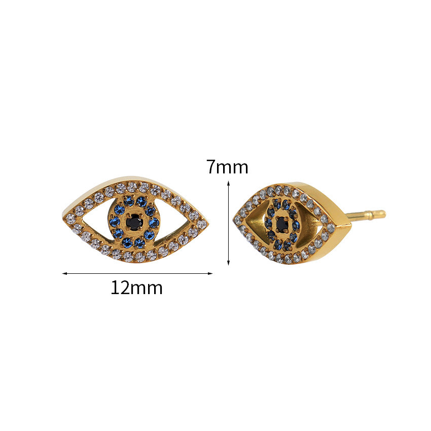 Hollow Evil Eye Full Stones Stud Earrings