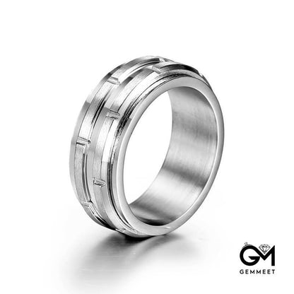 Stainless Steel Simple Turnable Punk Ring