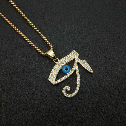 HIPHOP Jewelry Gold Plated Zircon Eye of Horus Pendant