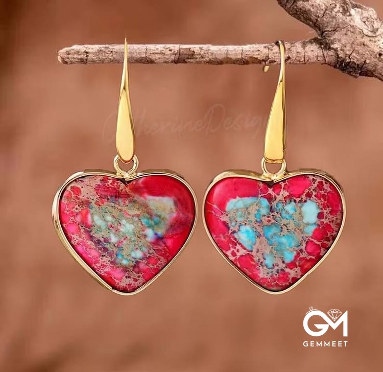 Oyster Turquoise Heart Shape Pendant Earrings