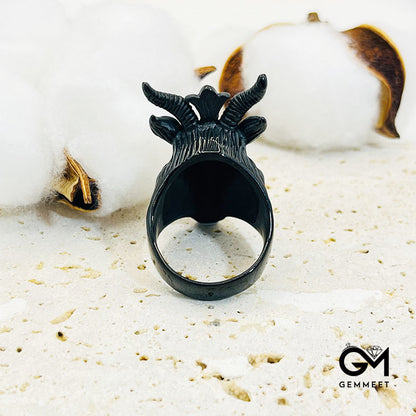 Stainless Steel Pentagram Satan Sheep Animal Ring