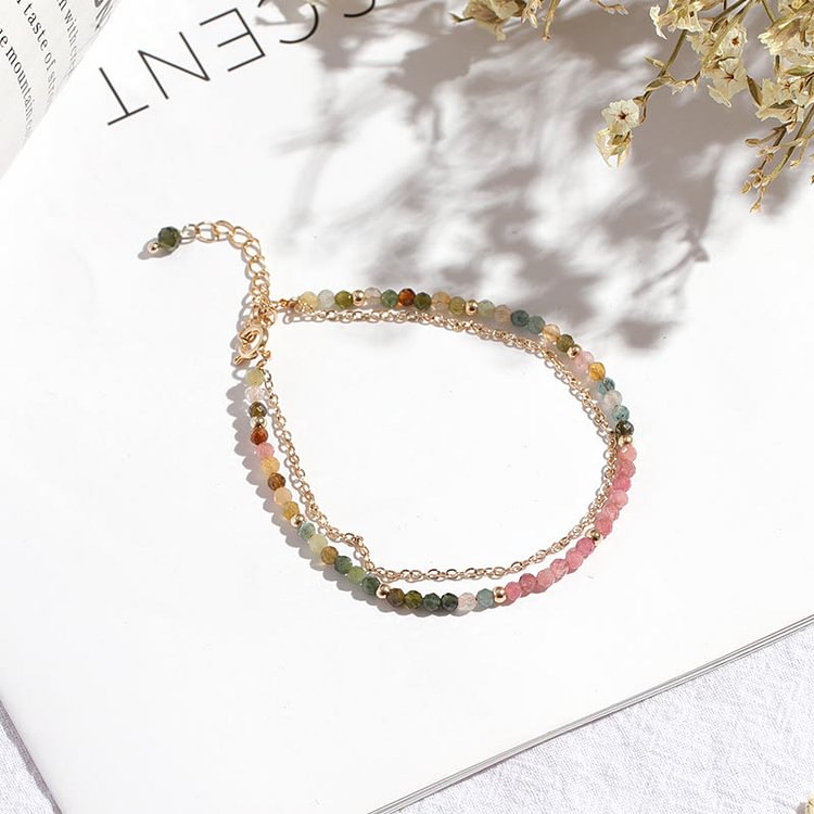 Tourmaline Gold Plated Copper Double Thin Bracelet