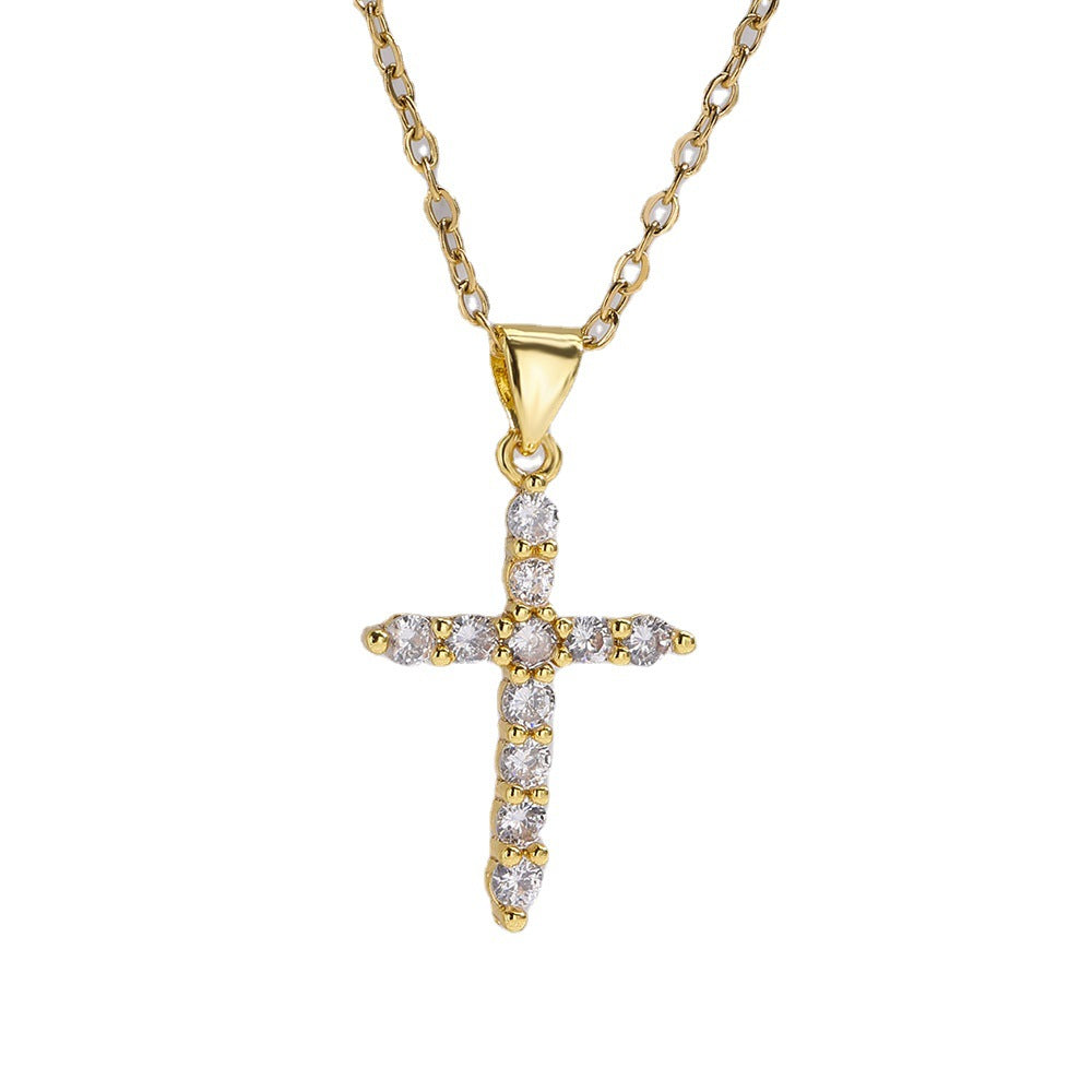 Full Stones Cross Shape Chain Necklace