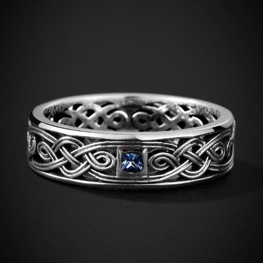 Blue Gem Rope Totem Adjustable Band Ring