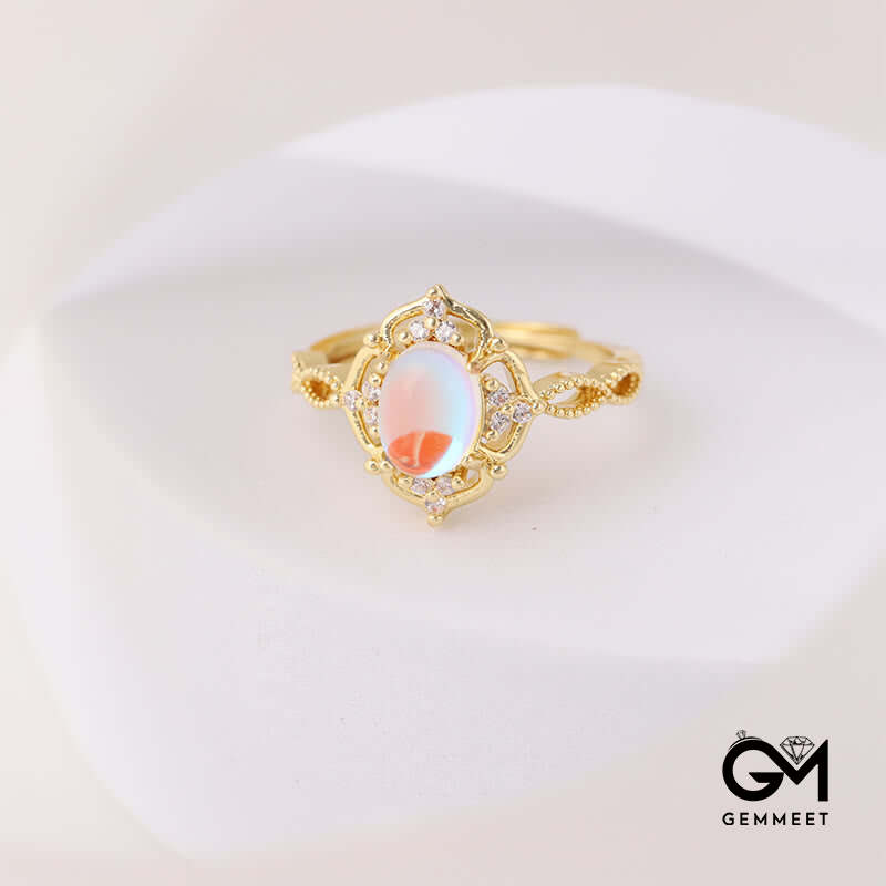 Exquisite Romantic Moonstone Adjustable Ring