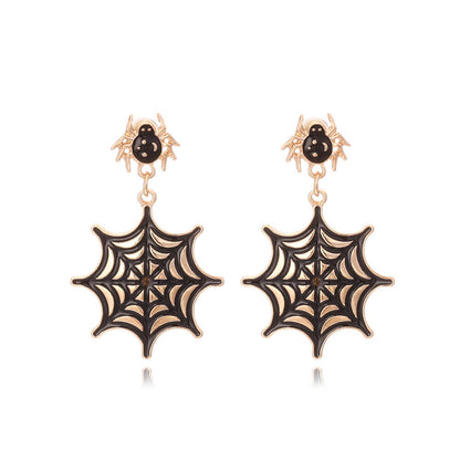 Halloween Spider Web Earrings Personality Temperament Alloy Drop Oil Spider Earrings Gothic Dark Earrings