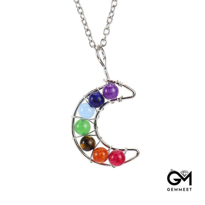 Multicolor Crystal Multicolor Bead Moon Necklace