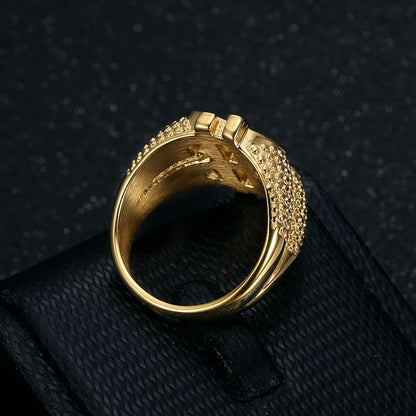 HIPHOP Vacuum Plating Inlaid Zircon Dollar Sign Men's Ring