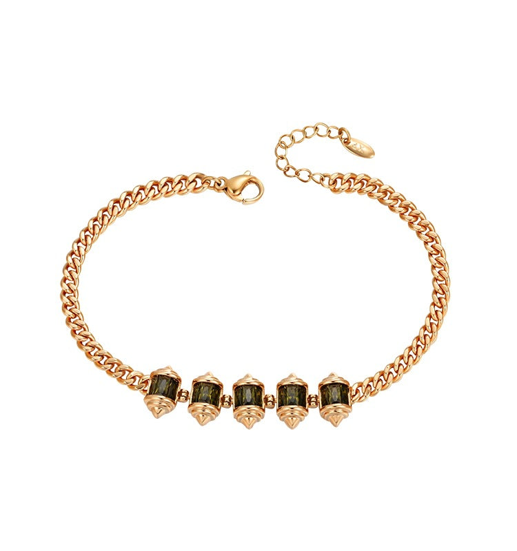 Retro Light Luxury Cylindrical Colored Zircon Bracelet