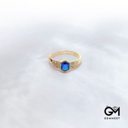 Dark Blue Zircon Shield Ring