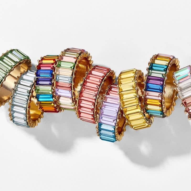 Colorful Gemstone Vertical Baguette Eternity Ring