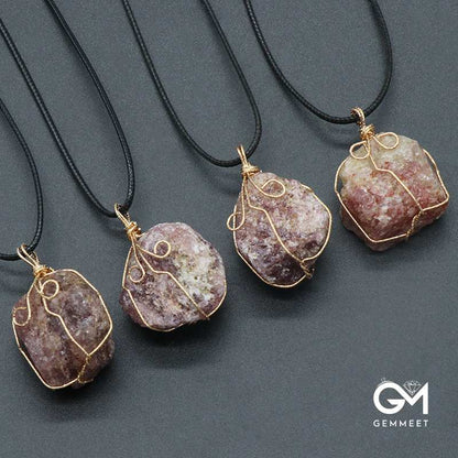 Silk Clear Crystal Irregular Stone Necklace