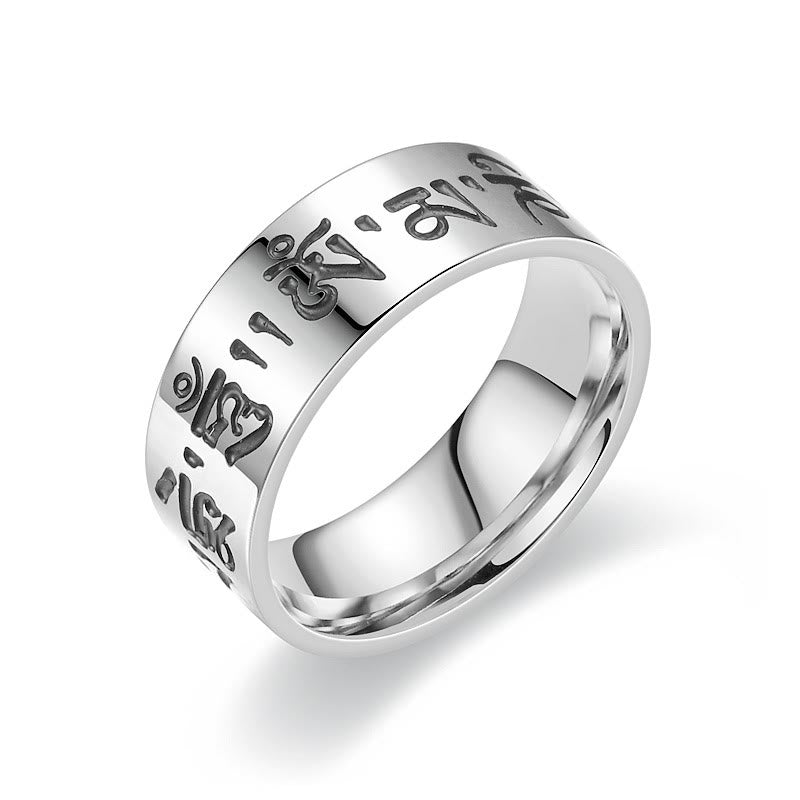 Silver Engraved Titanium Ring