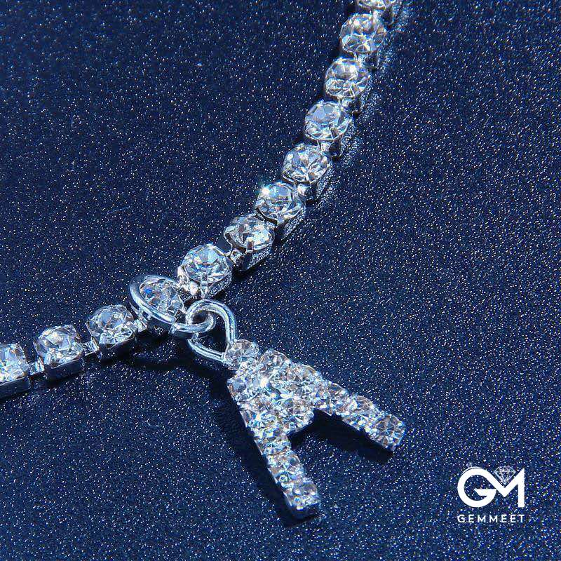 Letter A and S Alloy Zircon Anklet