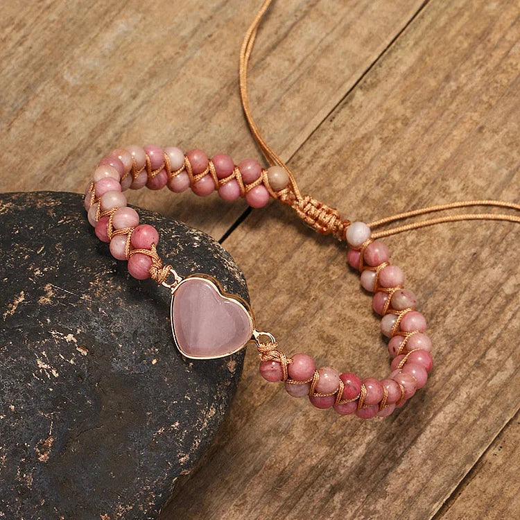 Strawberry Quartz Weave Bracelet