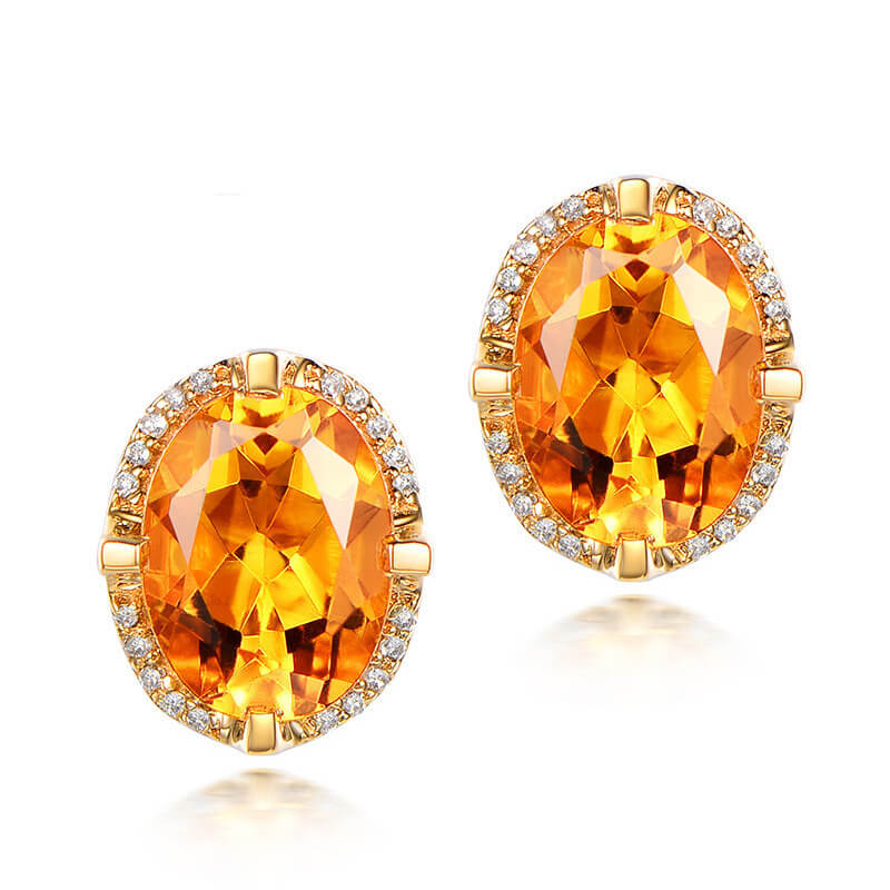 New Temperament High-end Round Citrine Earrings