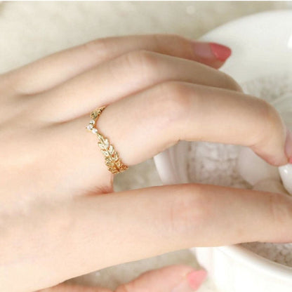 18k Gold Handmade Creative Leaf Shape Ring