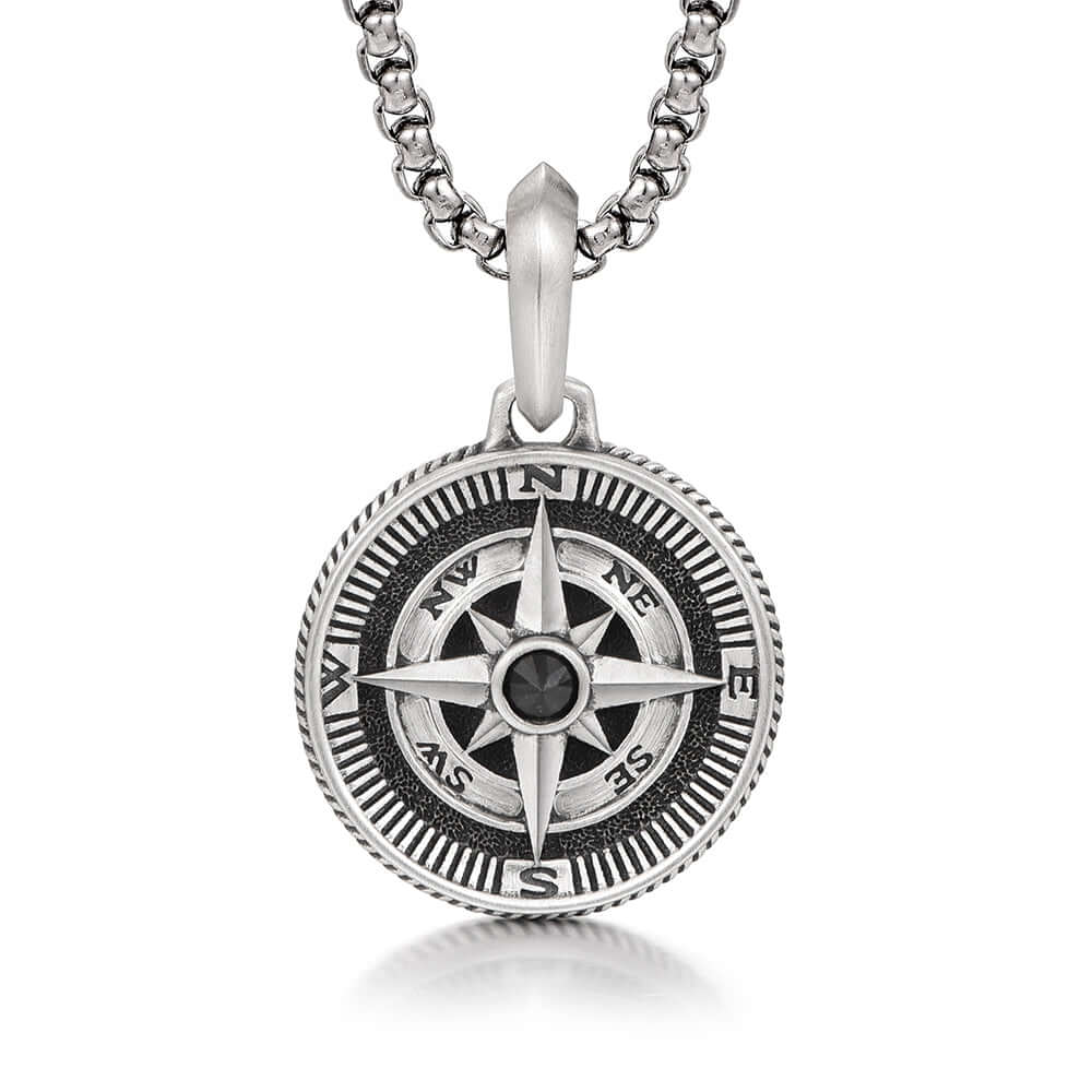 Vintage Men's Compass Necklace Hip Hop Pendants