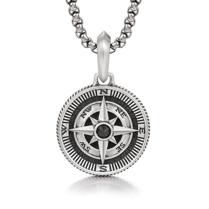 Vintage Men's Compass Necklace Hip Hop Pendants