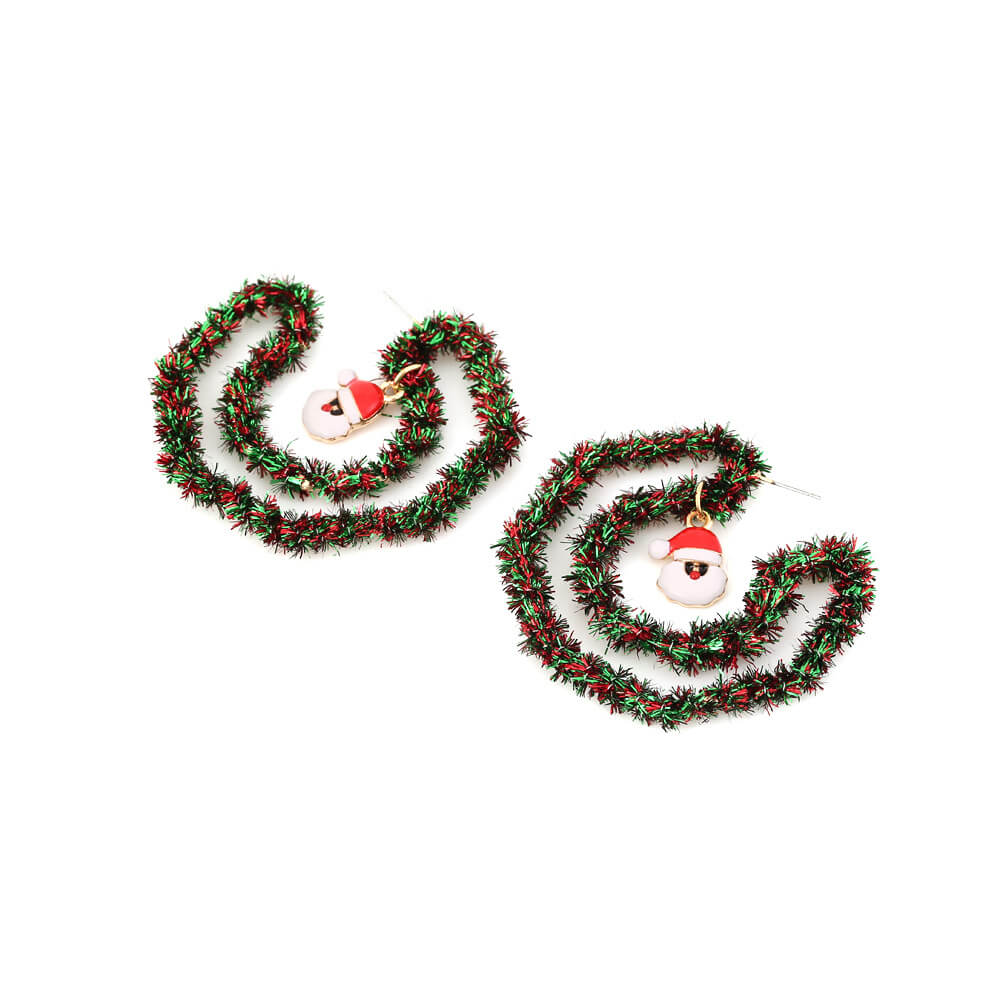 Christmas Earrings Handwoven Glitter Alloy Drip Oil Santa Claus Earrings