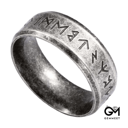 Vintage Norse Viking Rune Script Titanium Steel Ring