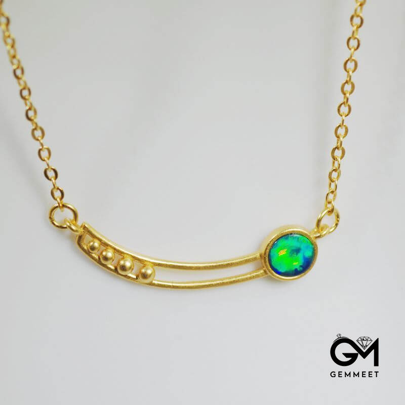 Simple Opal Gold Plated Necklace