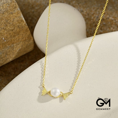 S925 Sterling Silver Pearl Candy Hollow Necklace