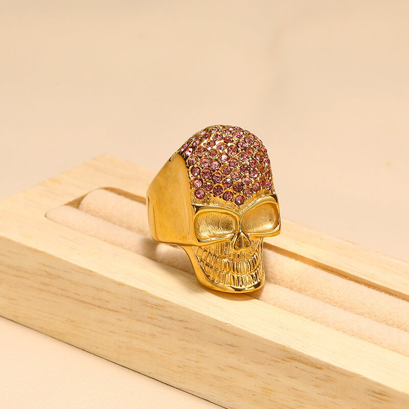 Halloween Funny Vintage Inlaid Zircon Skull Ring