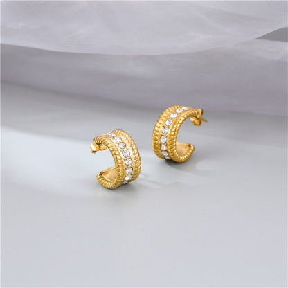 Zircon Twist Stainless Steel Geometric Earrings