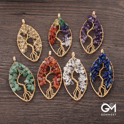 Crystal Geometric Tree of Life Pendant Necklace