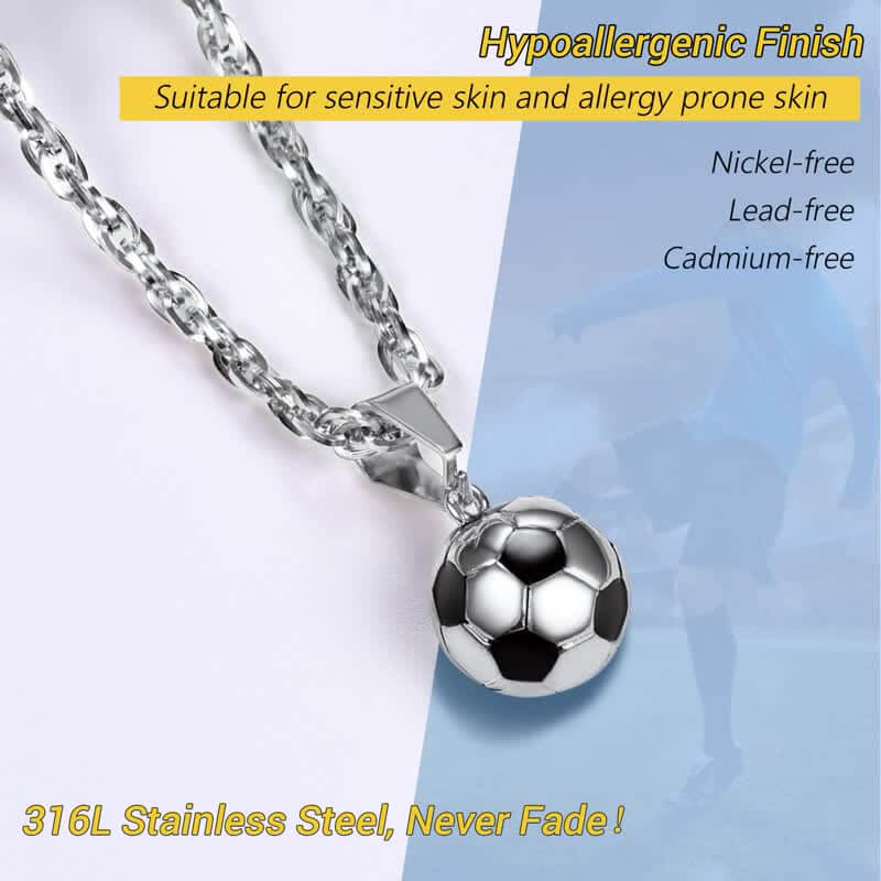 3D Soccer Football Charm Necklace