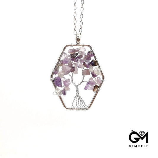 Crystal Wrapped Life Tree Fortune Tree Necklace