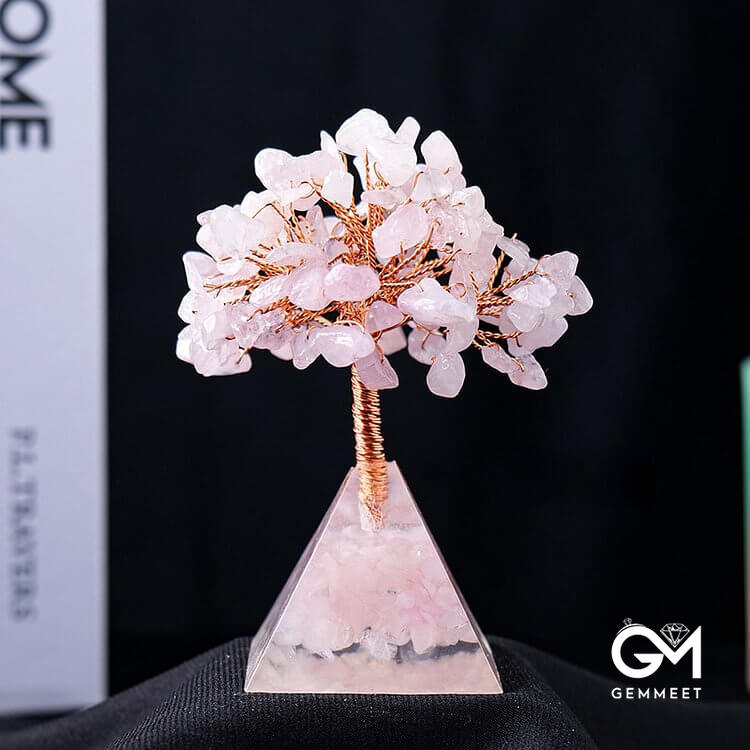 Crystal Gravel Pyramid Base Feng Shui Tree