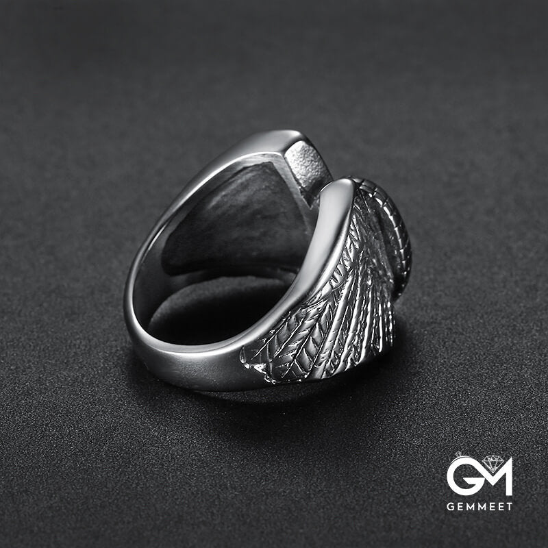 Stainless Steel Wheel Wings Ring