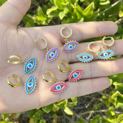 Color Epoxy Evil Eye Earrings