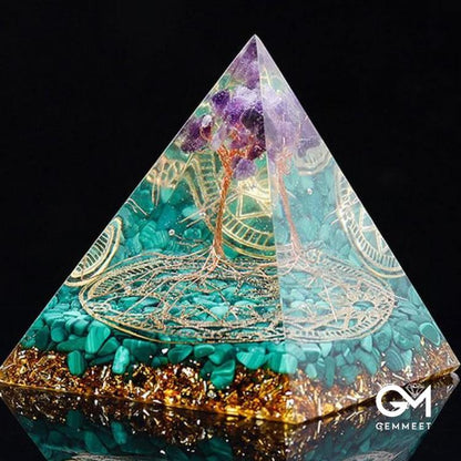 Malachite Amethyst Orgone Pyramid