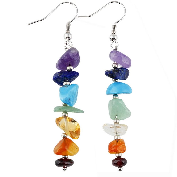 Irregular Rock Tassel Chakra Orgone Earrings