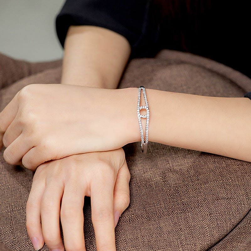 Simple Geometric Rhodium-plated Zircon Bracelet