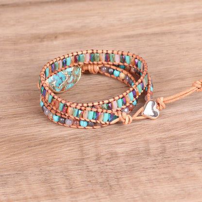 Vintage multi-layer leather wrapped bracelet