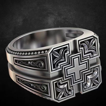 Vintage Men's Cross Creative Carved Ring