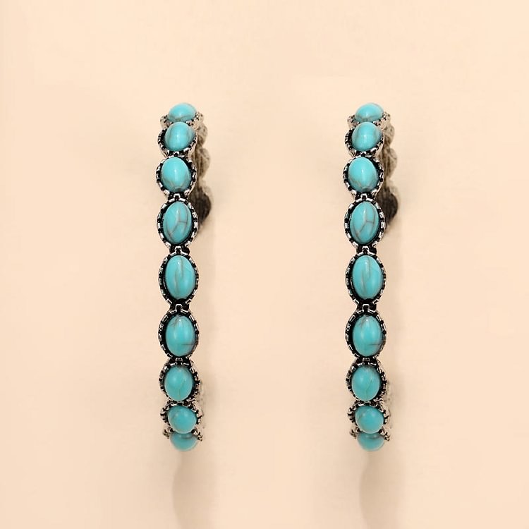 Natural Turquoise C Large Hoop Earrings