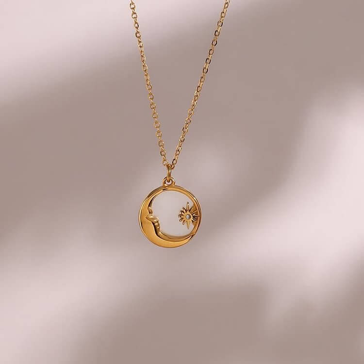 Tarot Card Moon and Sun necklace