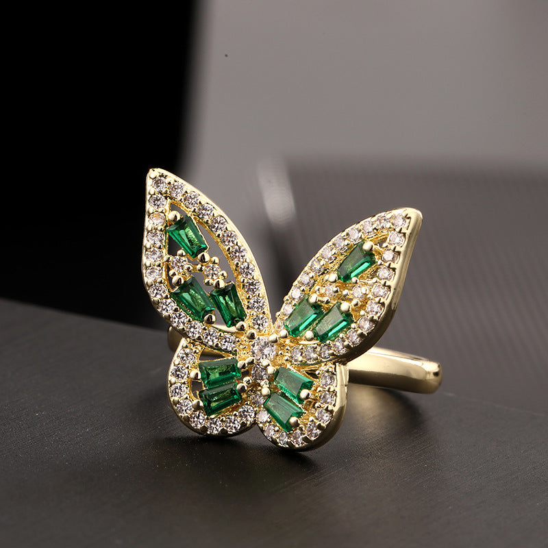 Niche Super Fairy Zircon Butterfly Ring