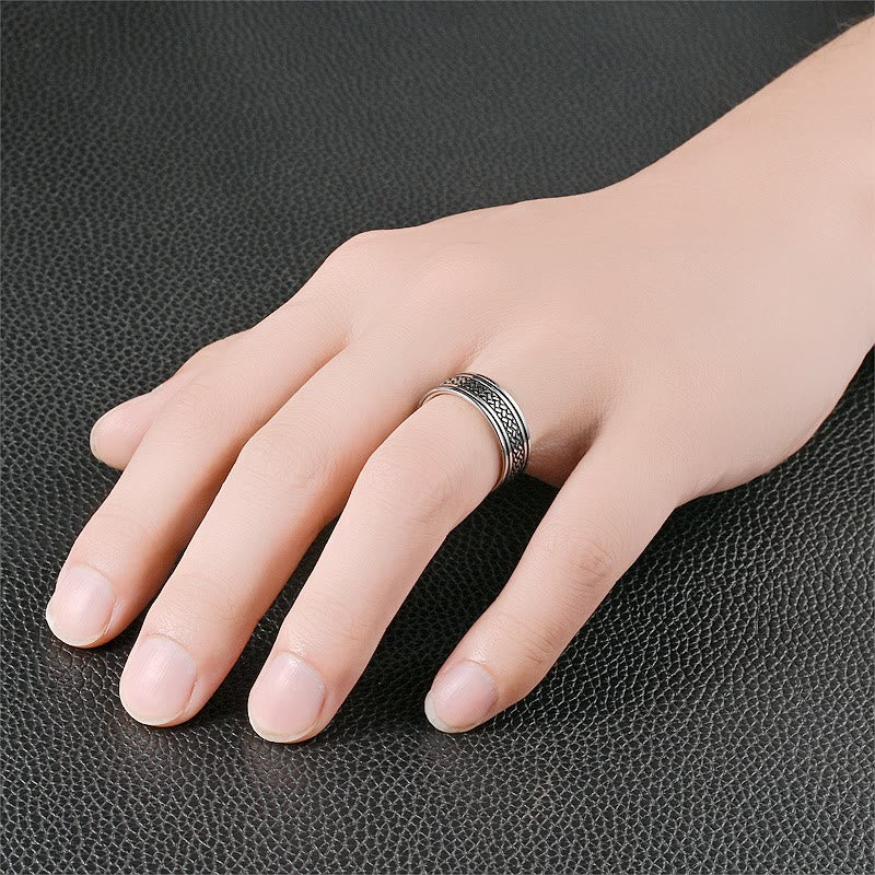 Silver Engraved Titanium Ring