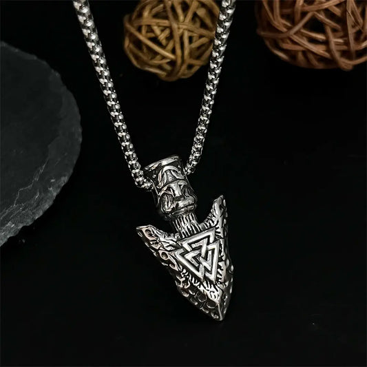 Viking Mythology Viking Rune Arrow Stainless Steel Pendant Necklace