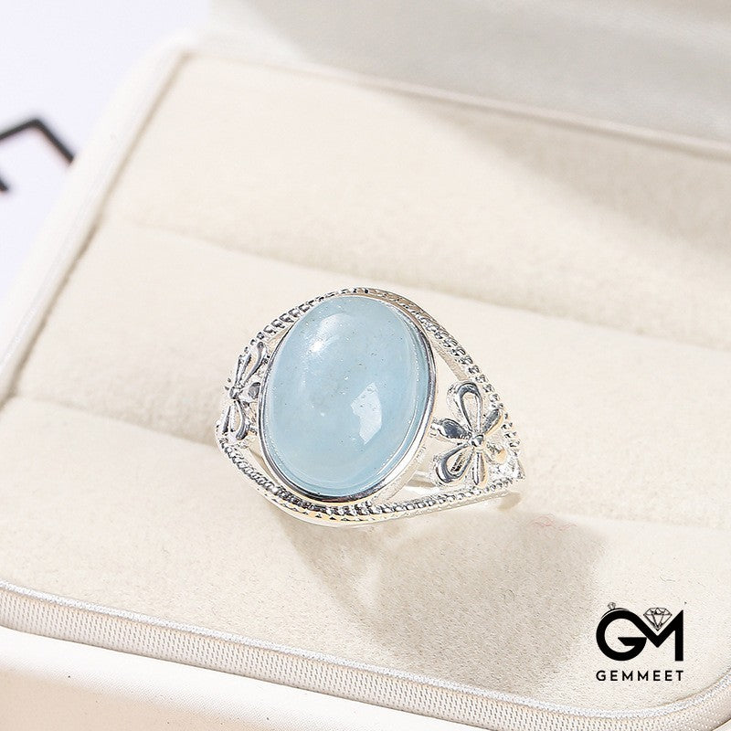 Oval Aquamarine Open Ring